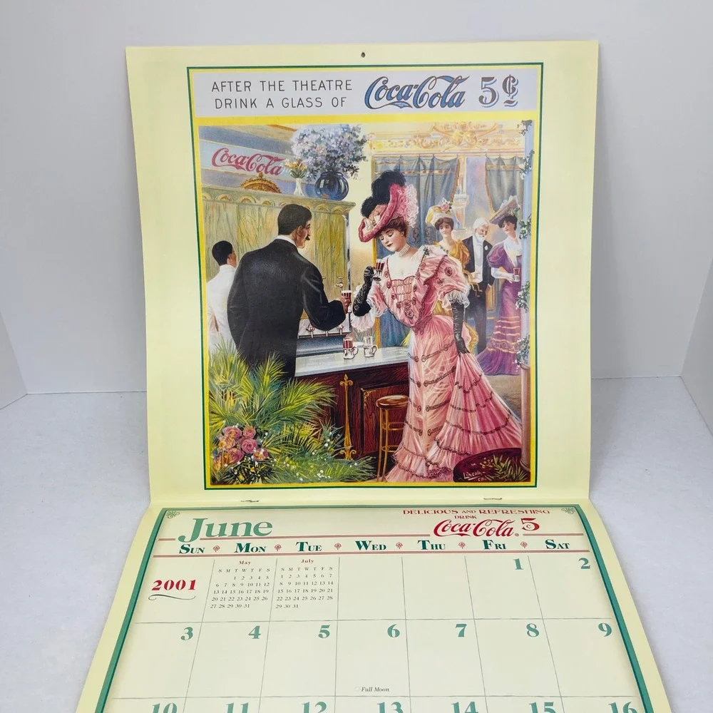 Coca-Cola Calendar 2001 Vintage Art Archives AMCAL Collectible Advertising Red